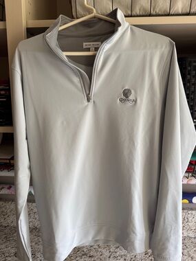Peter Millar Pale Gray Quarter-Zip Performance Pullover